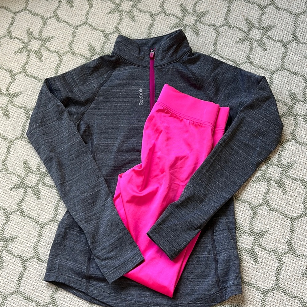 Girls Reebok 1/4 zip athletic outfit